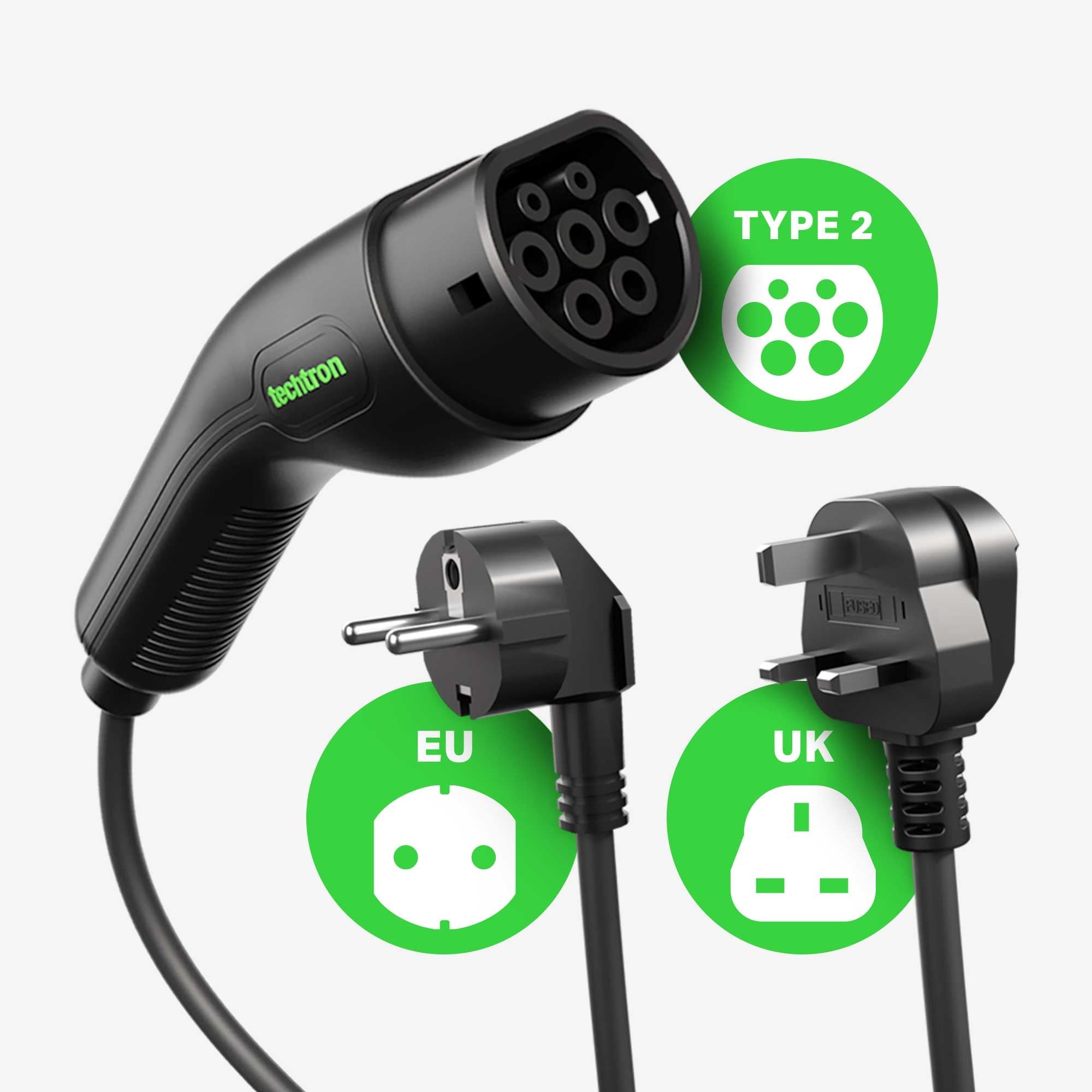 techtron EVP3/3+ Bluetooth + Wi-Fi (3.2 kW, Level 1, Type 2) Portable ev-Charger techtron