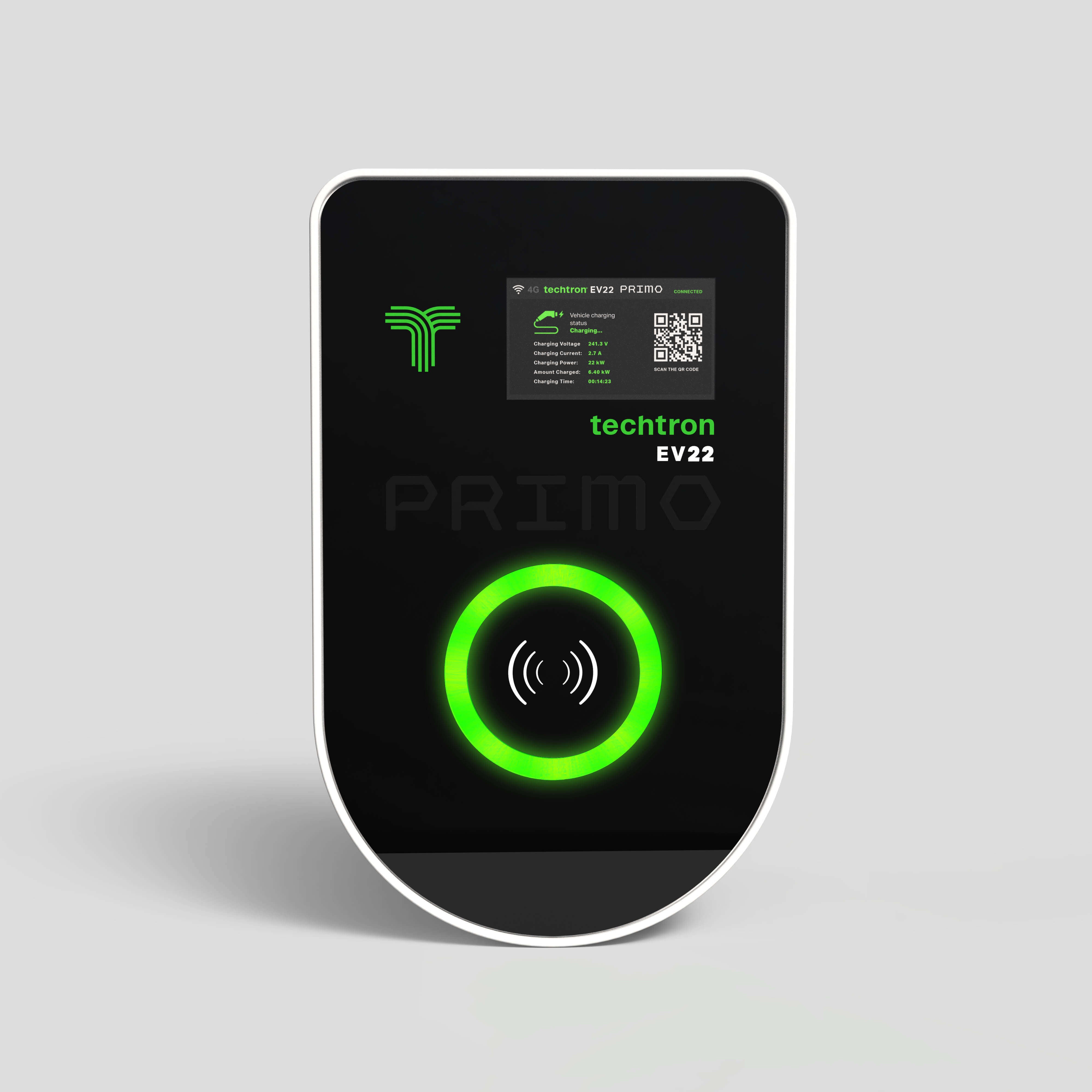 techtron EV22 PRIMO - Voice Controlled + Touchscreen ev-Charger (22 kW, Level 3) - Type 2 techtron